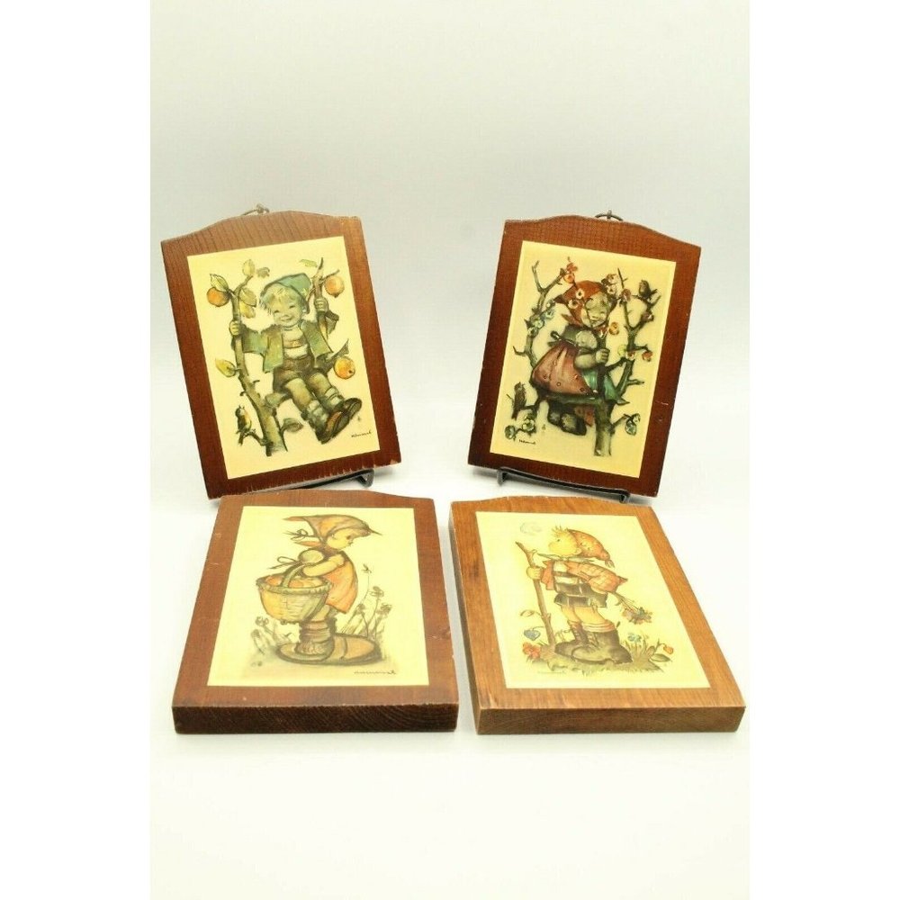 Set Of 4 Childlike Wall Plaques Hummel Manchester Wood Vermont Decor Wall Art